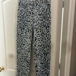Good American Blue/ Grey and Black Leopard Print Jeans